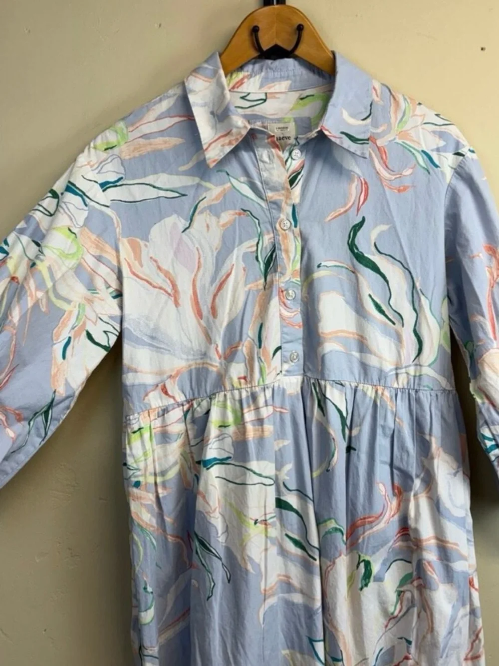 Anthropologie Maeve Bettina Tiered Midi Shirt Dress Blue Multi Floral Size S - Picture 3 of 7